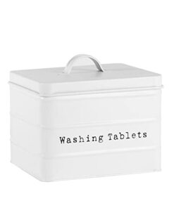 Harbour Housewares Vintage Metall Waschtabletten Kanister Weiß – Praktischer Haushaltsspender