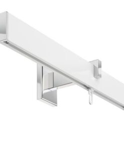 DécoProfi Gardinenstange Innenlauf 240cm Aluminium rechteckig Weiß/Verchromt für Wandmontage