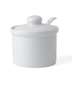 Holst Porzellan Dose Faß AT 216 FA1 0,17 L mit Löffel weiß 8,5 x 8,5 x 6,5 cm