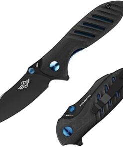 OKNIFE Mini Drever Taschenmesser N690 Stahl hervorragende Schnitthaltigkeit G10-Griff für Camping Survival (Schwarz)