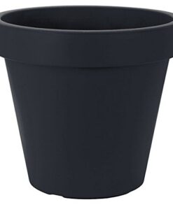 Spetebo Kunststoff Pflanzkübel L - groß für Blumen - runde Kübel für Außen- und Innenbereich - 48 cm Anthrazit - Pflanzg