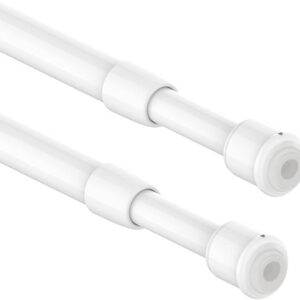 2 Stücks Klein Gardinenstange Ausziehbar ohne Bohren, Klemmstange, Vorhangstange Weiß für Store und Schrank (60-85CM, Φ7