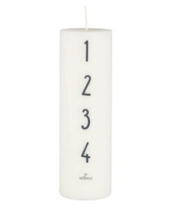 Ib Laursen Adventskerze - 1-4 Advent, weiß mit anthrazitfarbenen Zahlen, 20cm, perfekt für den Stillenat