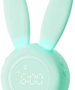 YONGYAO Kinder Lichtwecker mit Nachtlicht: Cute Hasen Wecker für Mädchen & Jungen | 2 Alarme, Snooze & Timer, Einstellba