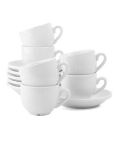 Holst Porzellan Espressotassen 6er Set 0,10l weiß mit Untertasse Classico