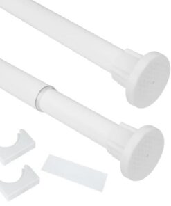 Gardinenstange ohne Bohren 90-160cm Ø25mm verstellbare Klemmstange mit Fußstütze Weiß