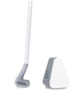 Golf Silikon Toilettenbürste - Langstielig mit Halter - 360° Keine Toten Ecken - Wandmontage & Stehen - Weiss