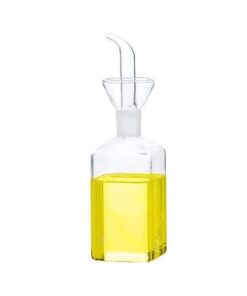 Glasflasche für Olivenöl, Essig und Öl mitMessspender und Ausguss für Küche und BBQ, 250ml | Olivenölflasche mit Öl- un