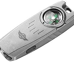 OKNIFE Owhistle2 Titan-Notfallpfeife mit Kompass - EDC-Schlüsselanhänger für Wandern & Camping