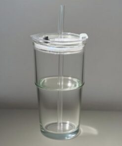 KEMORELA Trinkgläser klarem Glas mit Deckel und Strohhalmen fürOutdoor-Party | KEMORELA Trinkgläser klarem Glas mit Dec
