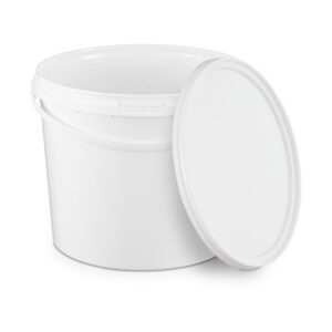 BenBow Weißer 5l Plastikeimer mit Deckel und Henkel - Lebensmittelecht, Luftdicht und Auslaufsicher - 1x 5l - Plastikeim
