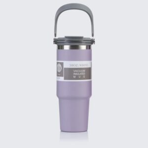 30oz Thermobecher für heiße und kalte Getränke - Auslaufsicherer Kaffeebecher mit Griff und Stroh für Autofahren und Out