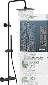 SCHÜTTE AQUADUCT Duschsystem Thermostat Schwarz Duschsäule Große Regendusche