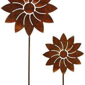 Rostikal Metall Deko Blume Gartenstecker Edelrost | Blumen für Denken und Meditieren | Garten Dekoration Set