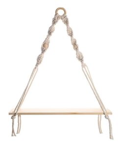 Boho-Wandregal zum Aufhängen - Rustikales Holzperlen-Design für Schmücken und Vergrößerung rauer Wände | Makramee-Holzp
