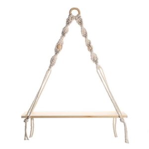 Boho-Wandregal zum Aufhängen - Rustikales Holzperlen-Design für Schmücken und Vergrößerung rauer Wände | Makramee-Holzp