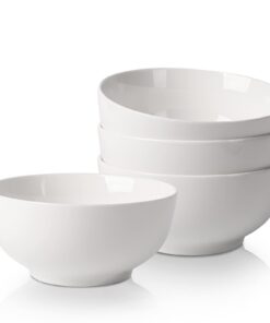 Müslischale Salatschale 6", CremaWeiß (4 Stück) + Porzellan Suppenschale Schale Set Schüssel Reisschale