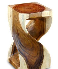 Kinaree Suar Massivholz Beistelltisch Twist – 50 cm Höhe – Handgefertigt aus massivem Suar Holz für moderne Asiatische M