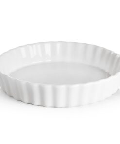 SWEEJAR Porzellan Kuchenform für Quiches, 24 cm, weiß, nicht klebend