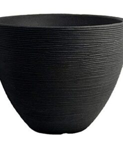 Spetebo Blumenkübel im Rillen Design -.Round kunststoff Blumentopf für Innen- und Außeneinrichtung (Anthrazit) - 39,5 x