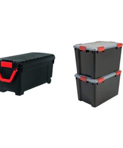 Iris Ohyama Große Aufbewahrungsbox SIA-1000 - Store it All Box, 170 L, Schwarz | Ohyama 2er-Set luftdichte Aufbewahrung