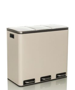 hjh Office Mülleimer 3 x 18L CLEAN IX Metall Clean Office Mülleimer Beige 741102