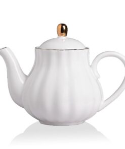 Teekanne Sweejar Home Royal Weiß - Edelstahl Infuser, 1100 ml Keramik Teekanne für Blüte- und lose Tee - (5-6 Tassen)