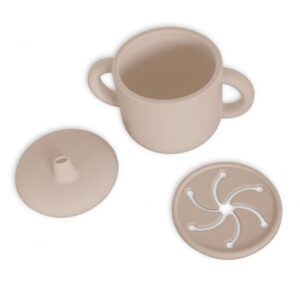 ohlivia - Mads Trinkbecher 3in1 - Silikon Trinkbecher/Schnabeltasse/Snack-Cup mit Griffen - Einfarbig - Cosmic Latte - Q