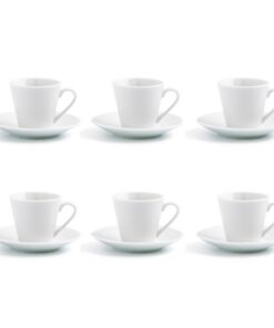Quid Renova Porzellan Tassen Set 6er mit Untertassen 9cl Transparent
