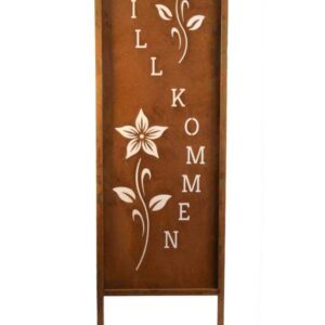 Schild Tafel Edelrost Rost Zum Einstecken Willkommen Gartendeko Blumen