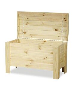 Holztruhe mit Deckel für Kinder, Robuste Schatztruhe In- & Outdoor, FSC-Holz, 50x77x40 cm, Naturholzfarbe | Spielkiste