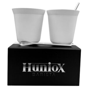 Huniox® 2 x 250 ML Doppelwandige Cappuccinotassen - Kaffeegläser für Latte Macchiato - Weiß - Mokkatassen Set (CORAL, 25
