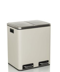 hjh Office Mülleimer 2x15L CLEAN IX Mülltrennsystem mit Softclose Treteimer, Metall Beige