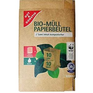 Bio-Papier Müllbeutel GUT & GÜNSTIG 10 Beutel/10l Für Nachhaltige Hauswirtschaft | Bio-Papier Müllbeutel GUT & GÜNSTIG