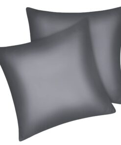 Fittia 2er-Set Satin Kissenbezug Dunkelgrau Seidig Haar- und Hautpflege 80x80cm