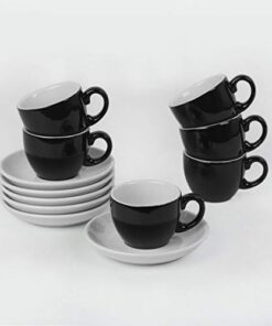 Holst Porzellan Espressotassen-Set 12-tlg. Palermo Schwarz/Weiß 12x12x6,5 cm Premium-Porzellan