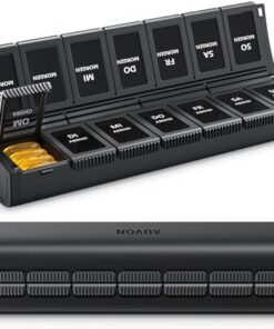 AUVON Faltbare Tablettenbox 7-Tage Morgens Abends mit Magnetverschluss Schutz