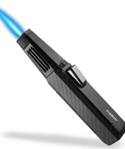 Butan-Taschenlampe Einhandbedienung mit verstellbarer Strahlflamme für Küche und Camping (schwarz) Butan-Taschenlampe