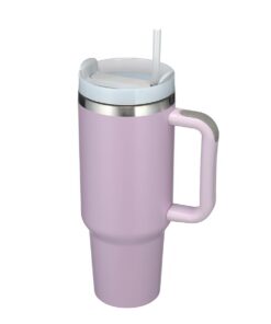 40oz Doppelwandiger Edelstahl Vakuum Isolierbecher mit Griff und Strohhalm Für Kalte undheiße Getränke (Lila) 40oz Dop