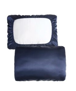**Sehr weicher Satin-Kissenbezug mit elastischer Kordel (Blue)** | **Atmungsaktiver Satin-Kissenbezug in Blue mit elast
