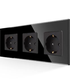 Steckdose Dreifach in Schwarz, 16Amp Schutzkontakt für Hausrenovierungen- 228 * 86mm, 250V, 3 Fach