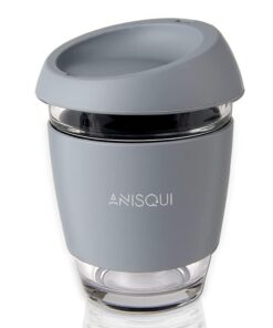 AniSqui Travel Mug Glas 350mL, 12oz Hochwertiger Kaffee-To-Go-Becher fürビジネspanden auf Reisen