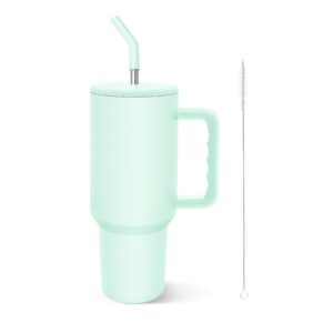 COZOME Isolierte Doppelliter Edelstahl Tumbler Grüne Version für Alle Altersstufen mit Griff und Deckel
