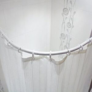 KS Handel Arched Bohne für Duschvorhang weiß + DUSCHVORHANGSTANGE OVAL WEISS 80x80 CM!
