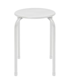 Harbour Housewares Stapelhocker aus Metall Mattweiß - Stapelbar Erwachsene Klein - Küche Wohnzimmer Bürostuhl