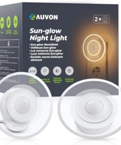 AUVON Nachtlicht mit Bewegungssensor + einstellbarer Helligkeit 1-50lm + 2er Pack Warmweiß LED
