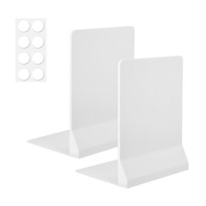 Faltbare Bücherstützen 2 Stück für Mehrere Bücher | Anti-Rutsch Pad | Bookends für Zuhause und Schule | Kunststoff, Wei