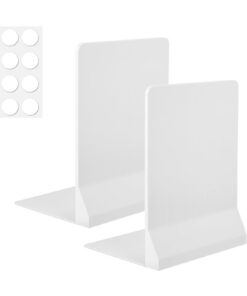 Faltbare Bücherstützen 2 Stück für Mehrere Bücher | Anti-Rutsch Pad | Bookends für Zuhause und Schule | Kunststoff, Wei