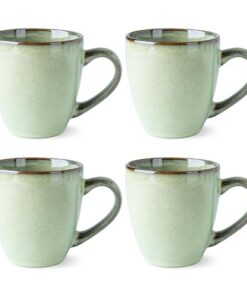 GBhome Keramik-Kaffeetassen-Set 4er-Set 340ml Spülmaschinen- & Mikrowellensicher Pastellgrün GCS067GN