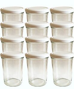 hocz Sturzgläser 24er Set 435 ml mit Weißem Drehverschluss Deckel - Marmeladenglas Einmachglas